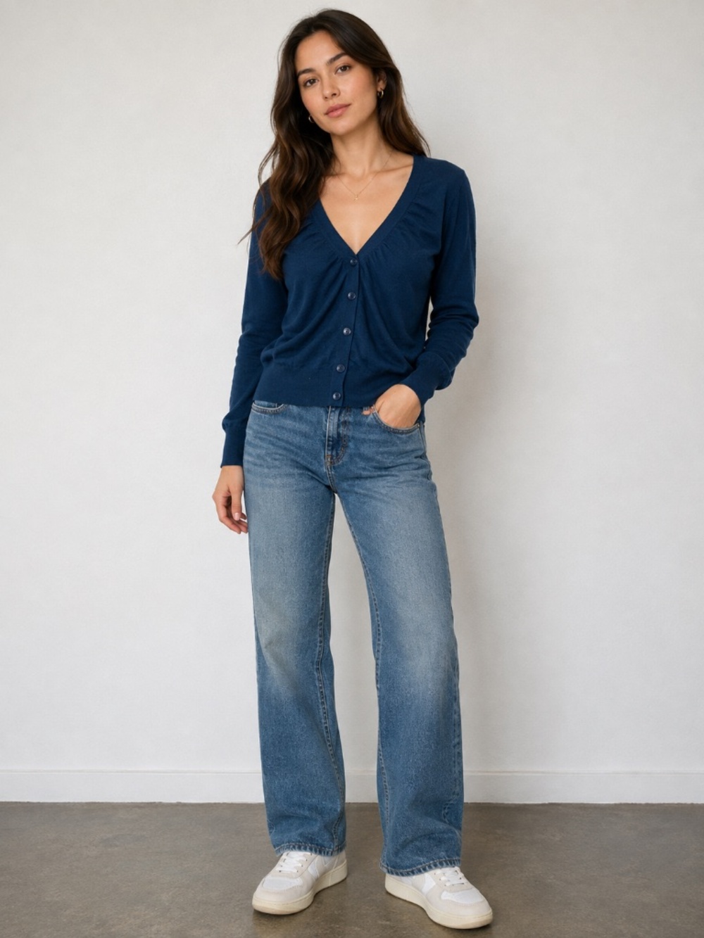 Ann Taylor women Large Navy Blue Daphne Cardigan
